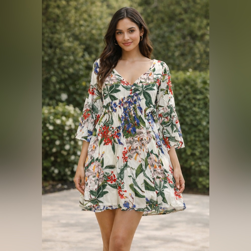 Entro Multicolor Floral Long Sleeve Dress